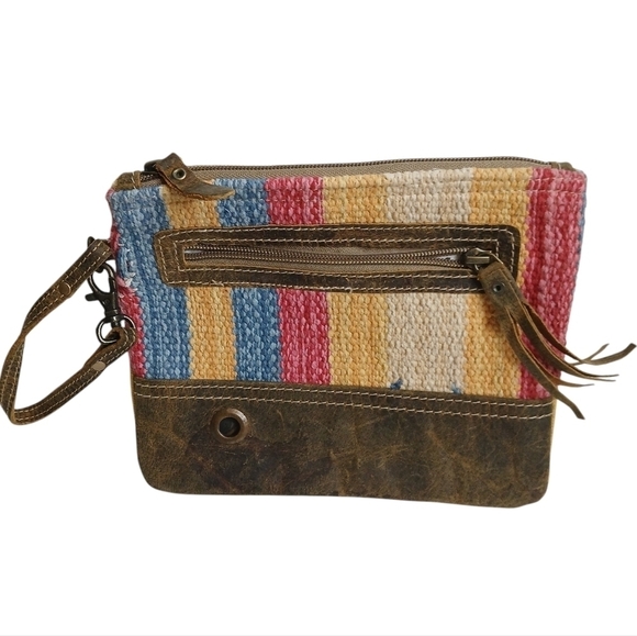 Myra Bag Handbags - Myra Bag Midsummer Pouch Upcycled Cotton & Leather Coastal Cowgirl